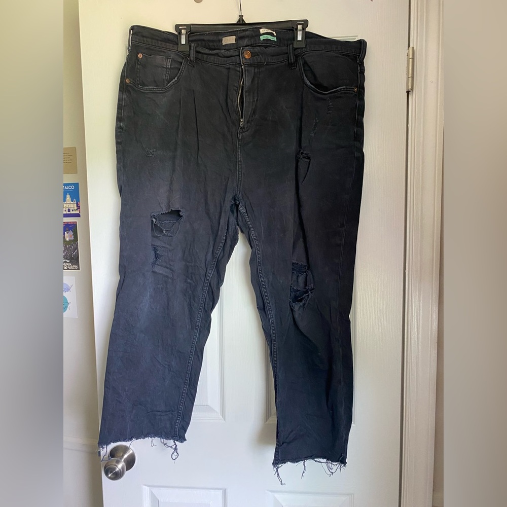 Anthropologie Pilcro distressed black jeans, size 22W!